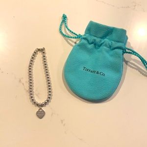 Tiffany & Co silver beaded bracelet with heart.